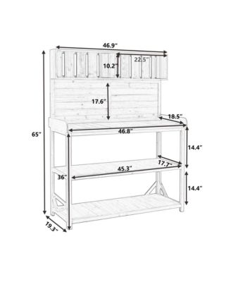65" Rustic Farmhouse Potting Bench - Outdoor Workstation