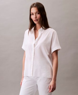 Calvin Klein - Women's Short-Sleeve Button-Down Collared Shirt