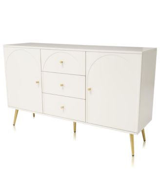 Metal & Wood Dining Cabinet - 3 Drawers, 2 Doors