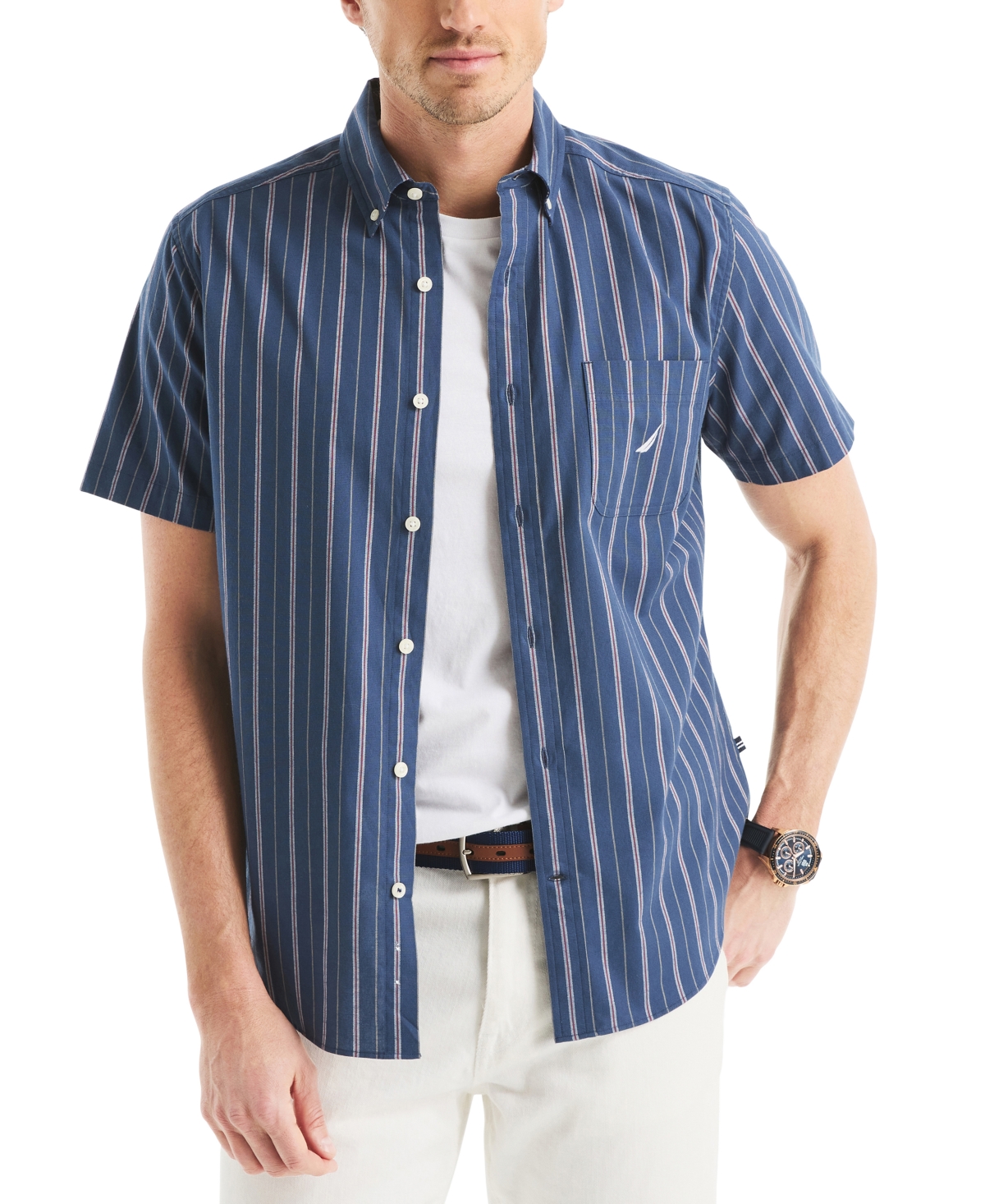 Men's Stripe Oxford Shirt - Lapis Blue