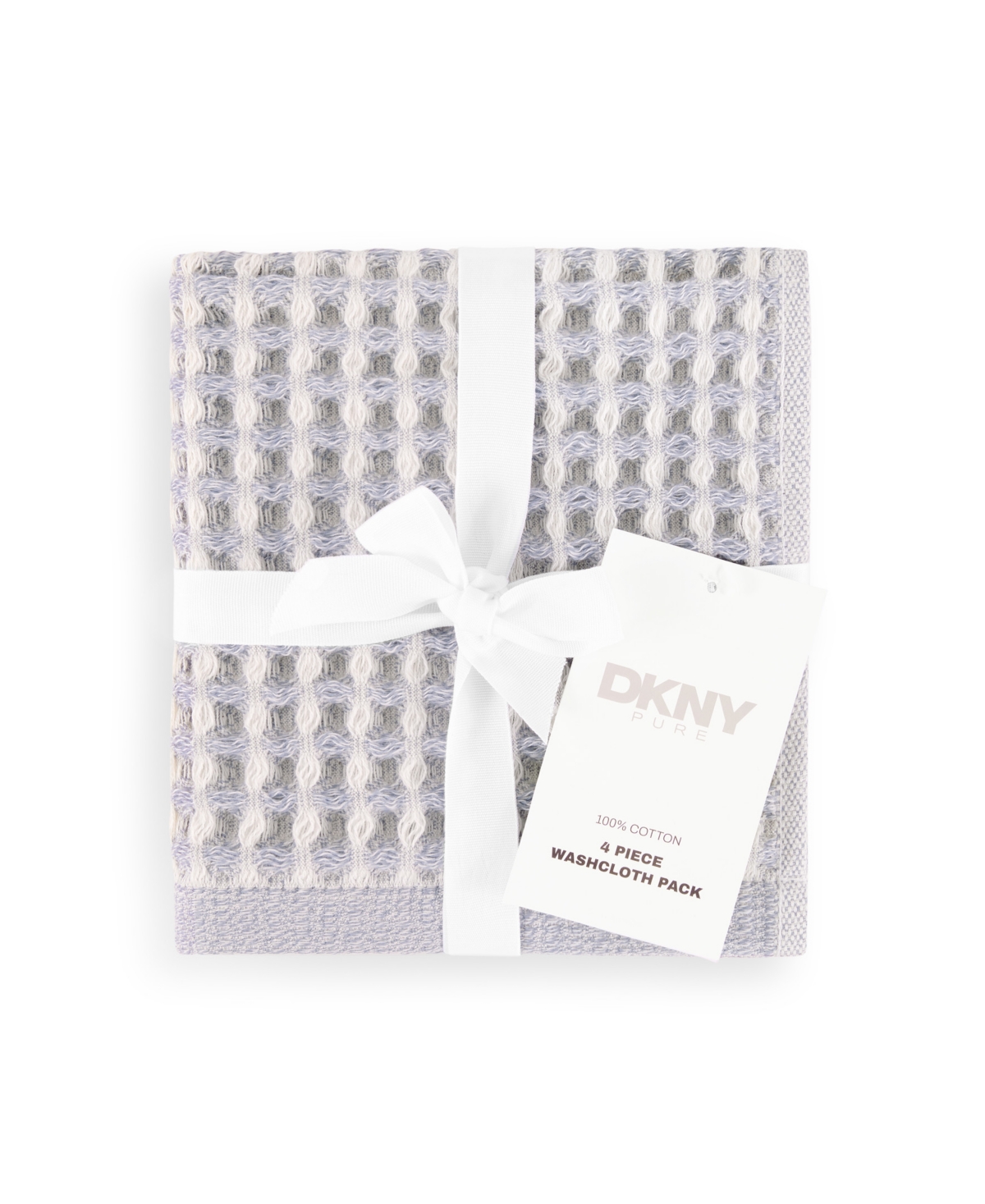 Dkny Pure Set Of 4 Pure Yarn Dyed Cotton Waffle Washcloths In Gray