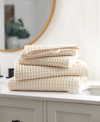 Yarn Dyed Waffle Unbleached Cotton Bath Towel Set