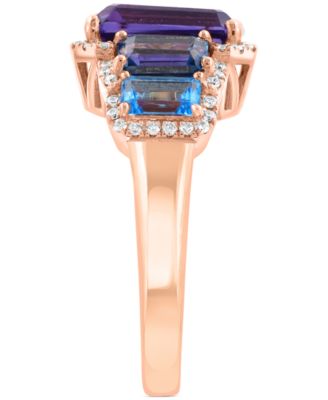 EFFY&reg; Multi-Gemstone (5 ct. t.w.) & Diamond (1/5 ct. t.w.) Statement Ring in 14k Rose Gold