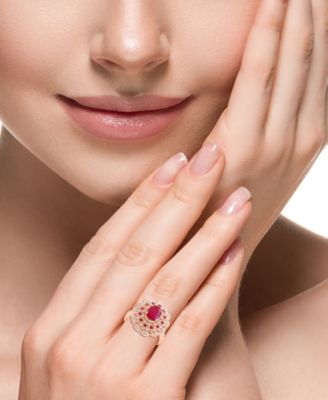 EFFY&reg; Ruby (1-1/2 ct. t.w.) & Diamond (3/8 ct. t.w.) Statement Ring in 14k Rose Gold