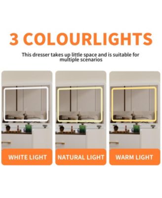 Makeup Vanity Set with Light, Stool & Storage