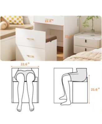 Makeup Vanity Set with Light, Stool & Storage