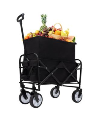 Collapsible Utility Wagon Cart - 225lb Capacity - Black