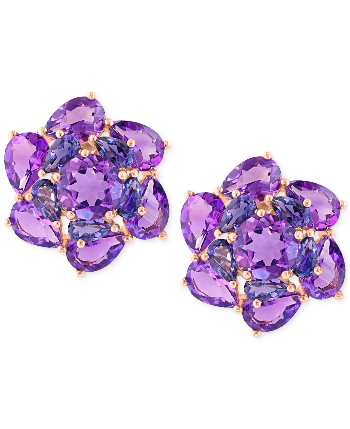 Effy Collection Effy Amethyst (8-7/8 Ct. T.w.) & Iolite (1-5/8 Ct. T.w.) Stud Earrings In 14k Rose Gold In Purple