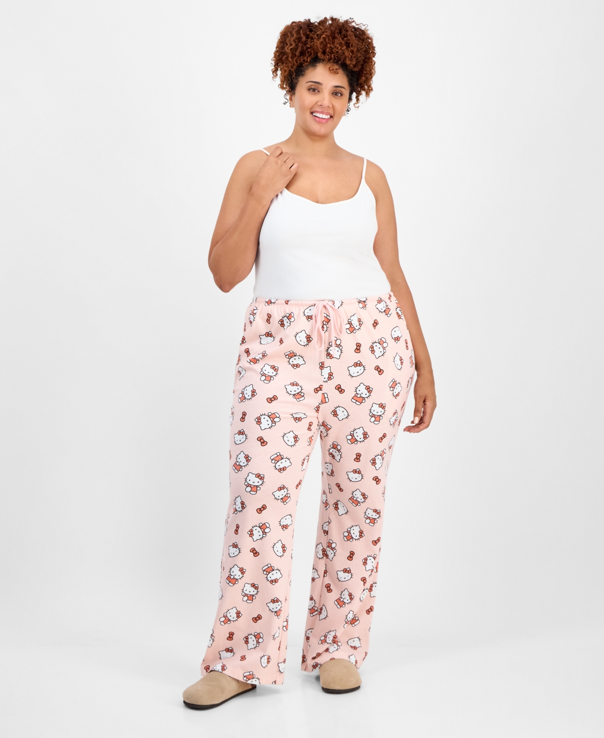 Trendy Plus Hello Kitty Graphic Drawstring Pants - Pink Aop