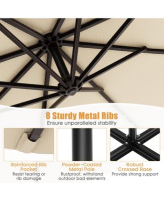 10 Feet Solar Offset Hanging Umbrella with 40 Lamp Beads and Solar Panel