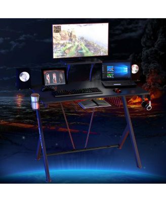Multifunctional E-Sport Gaming Desk with Headset Hook and Cup Holder