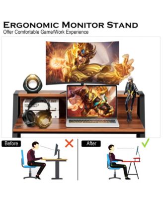 2 Tier Small Computer Desk with Sturdy Frame for Small Place