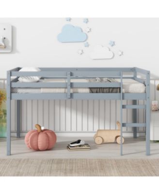 Twin Loft Bed with Sturdy Platform & Ladder - Grey