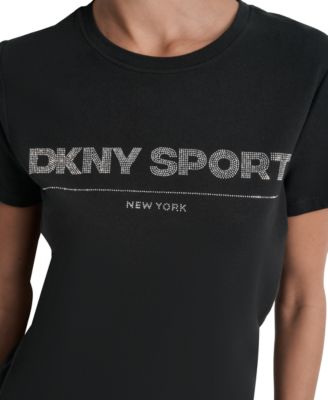 Women's Cotton-Blend Rhinestone-Logo T-Shirt