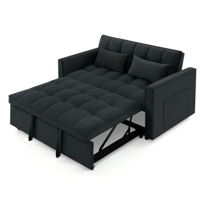 Streamdale 54.33inch versatile foldable sofa bed in 3 lengths, modern sofa velvet pull-out bed, adjustable back