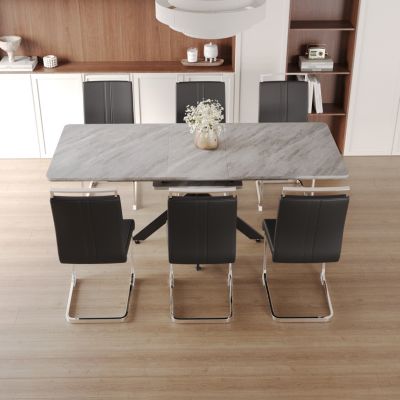 Streamdale Extendable Dining Table Set for 6-8 with Upholstered Chairs