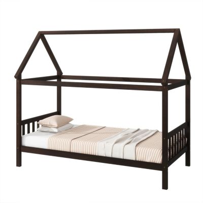 Streamdale Twin House Bed with Headboard and Footboard, Twin Rubber Wood Bed with House Frame,Esspresso