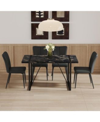 Modern Marble Dining Set - 4 Chairs with PU Upholstery