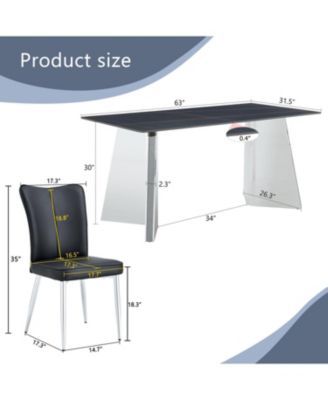 Black Marble Table & 4 PU Chairs