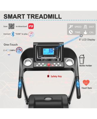Electric Walking Running Treadmill Machine 5" LCD Screen 250 LB Capacity Bluetooth Music