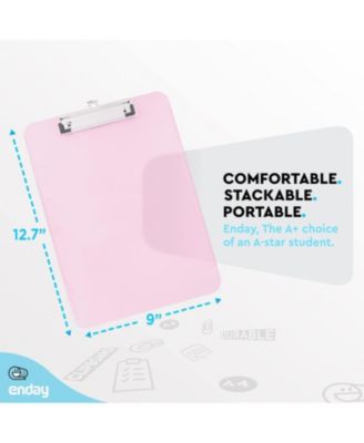 Plastic Clipboard Standard Size Pink, Translucent Low Profile Clip Board, Hangable Clipboard, 12.7” x 9”, Holds 100 Sheets, 1 Pc - by Enday