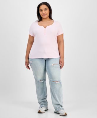 Trendy Plus Size Henley Top