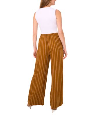 Women's Striped Drawstring-Waist Wide Leg Pants