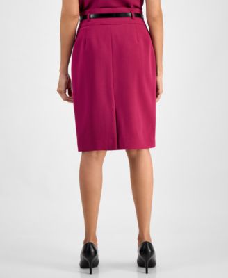 Women's High-Waist Belted Pencil Skirt