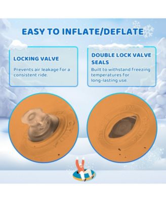 Winter Single Rider Snow Tube, 44" Inflatable Animal Sled, Outdoor Snow Toys with Two Handle