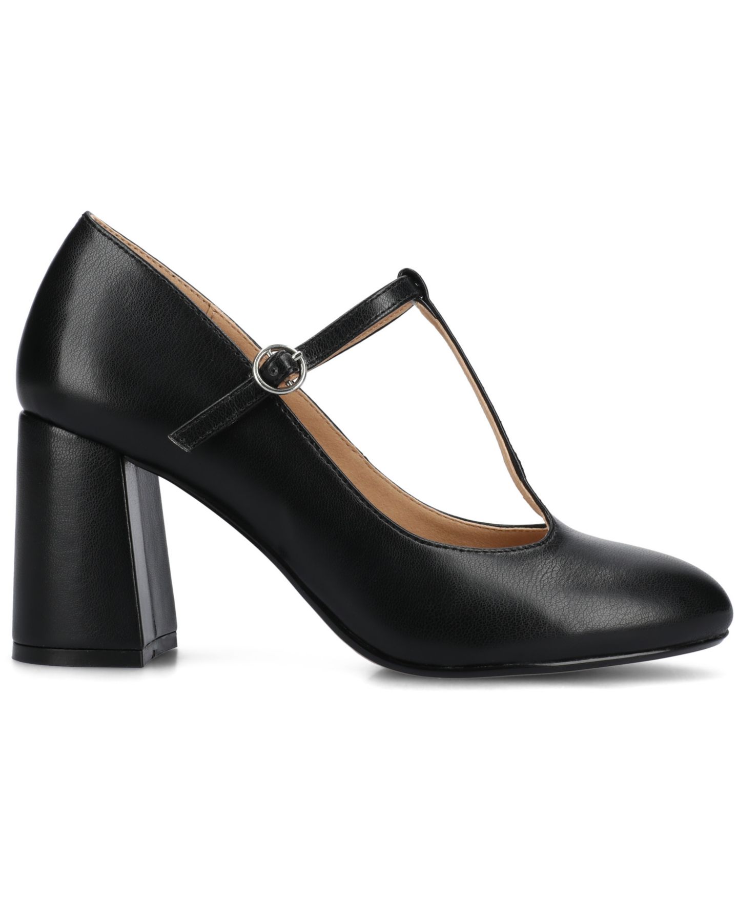 Женские туфли Journee Collection Talani Block Heel T-Strap Pumps, цвет: Чёрный — фото 2