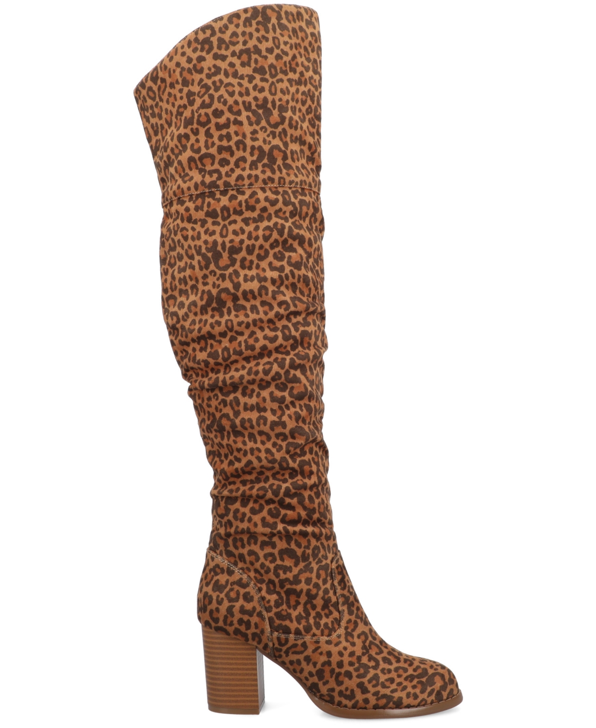 Journee Collection Women's Kaison Wide Calf Stacked Heel Over The Knee Boots In Brown