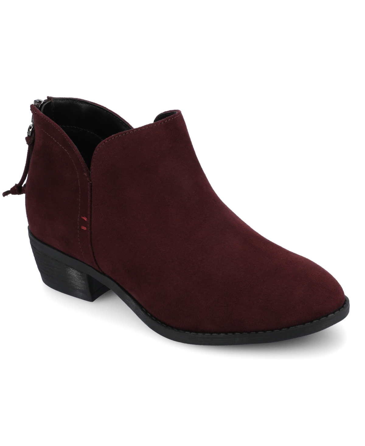 Journee Collection Women's Livvy Side Split Ankle Booties In Burgundy
