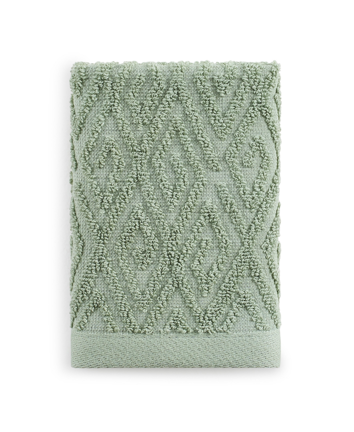 John Robshaw Maze Solid Texture Cotton Washcloth, 12" X 12" In Green