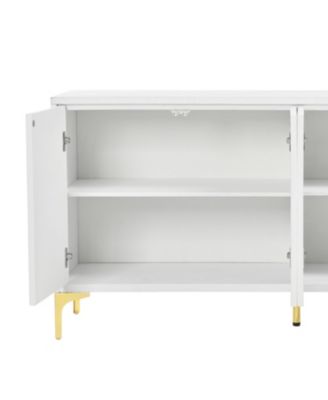 White 4-Door Storage Cabinet with Adjustable Shelves