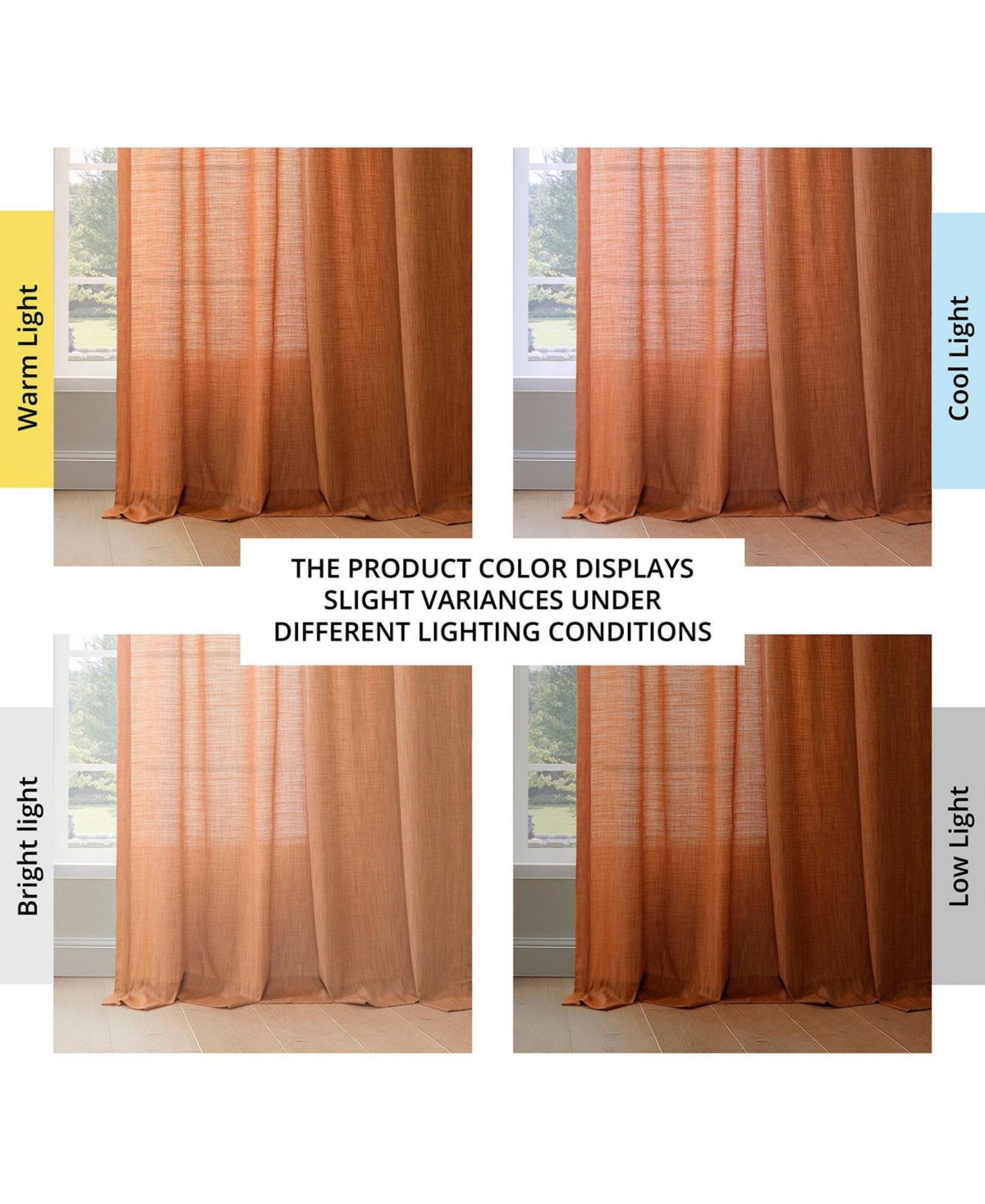 Half Price Drapes Orange Rustic Linen Weave Curtain