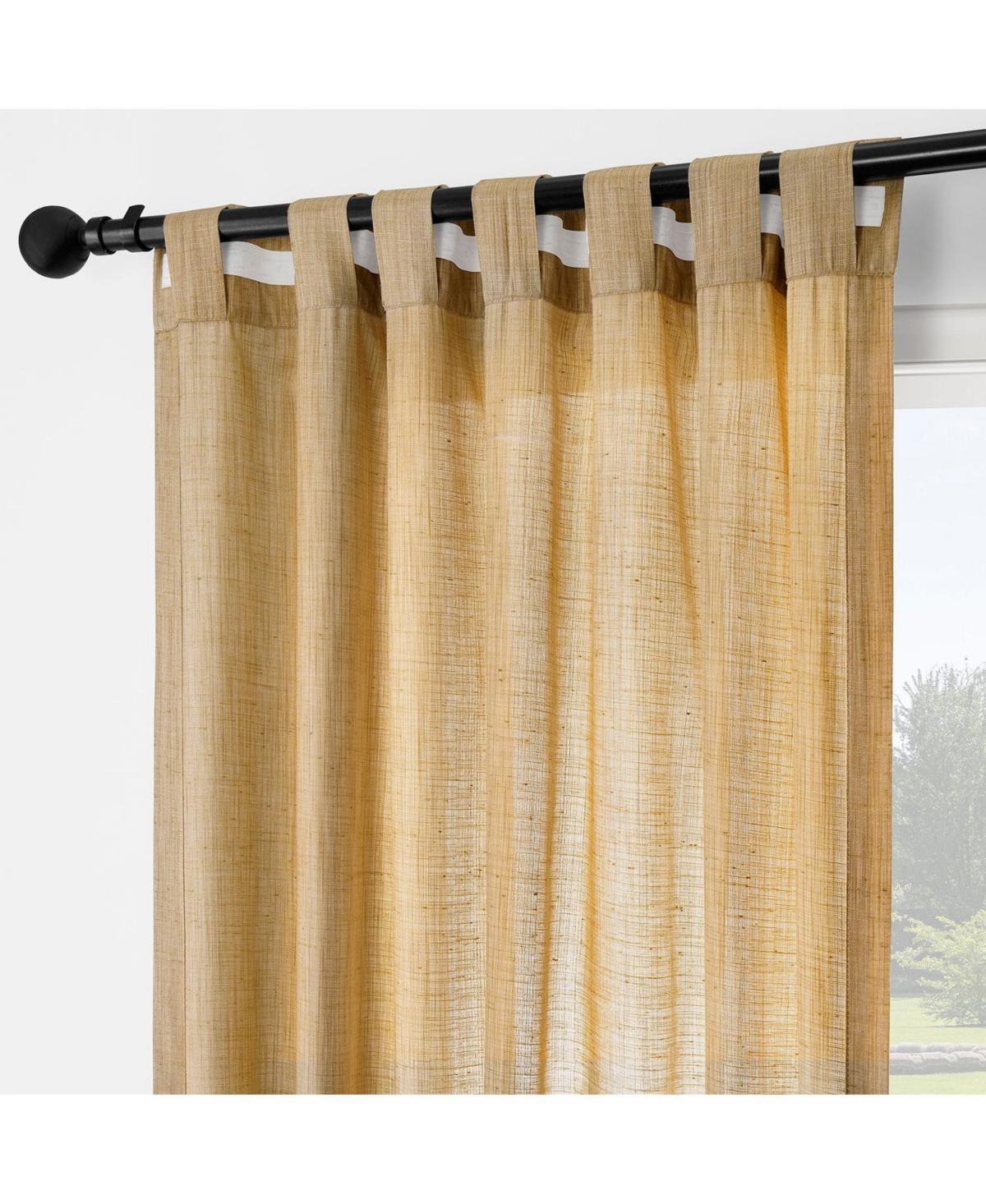 Half Price Drapes Tan Rustic Weave Sheer Linen Curtains (2 Panels) Rod Pocket Window Curtains And Drapes, 50 W X 96 L