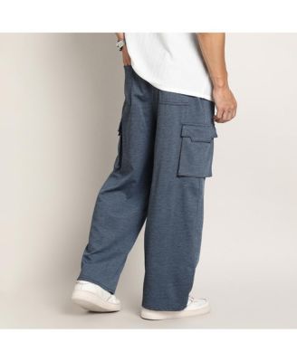 Men's Prussian Blue Heathered-Relaxed Cargo Trousers