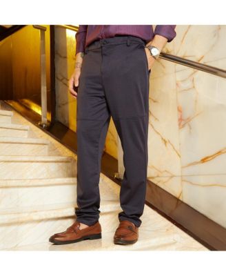 Men's Midnight Black Panel-Waffle Chino Trousers