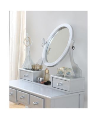 Ashley Wood Make-Up Vanity Table and Stool Set, Silver