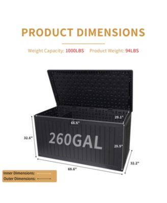 260 Gallon Outdoor Deck Box - Waterproof & Lockable