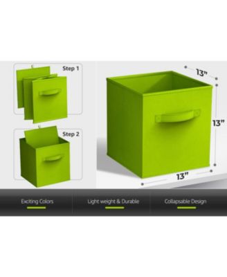 13 Inch Foldable Fabric Storage Cube Bin with Handles- for Organizing Home, Shelves, Nursery, Playroom, Closet and More