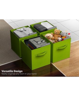 11 Inch Foldable Fabric Storage Cube Bin with Handles - for Organizing Pantry, Closet, Nursery, Playroom, and More