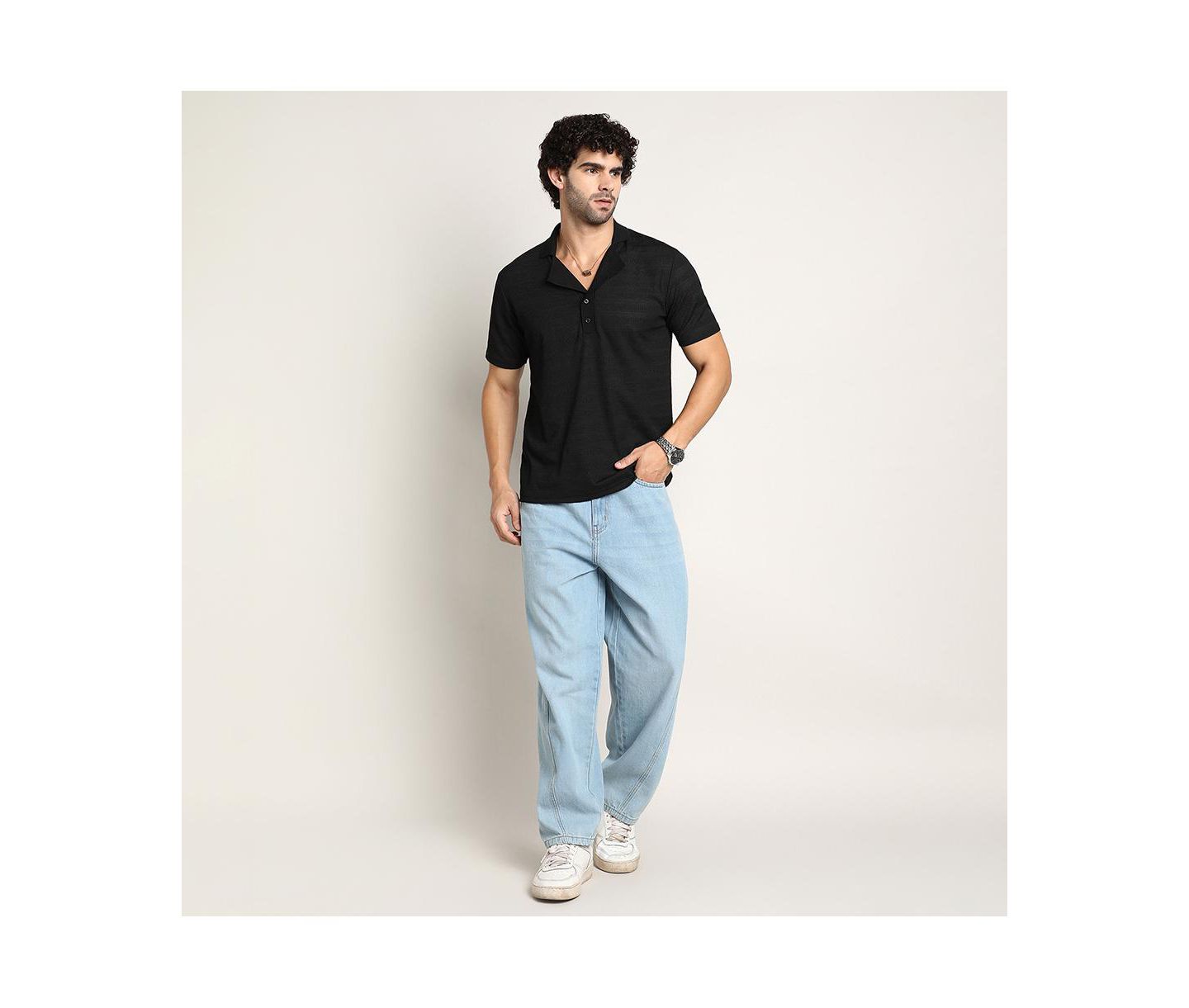Мужская футболка Cahoot Onyx Black Panel-Tactile Cuban Polo, цвет: Чёрный — фото 6