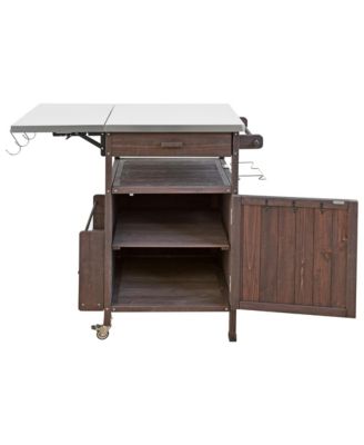 Outdoor Grill Cart with Stainless Steel Top & Storage