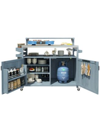 Outdoor Kitchen Island with Storage & Stainless Steel Top