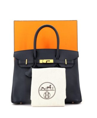 Pre-Owned Hermes Birkin 30 Handbag Blue Epsom with Rose Gold Hardware