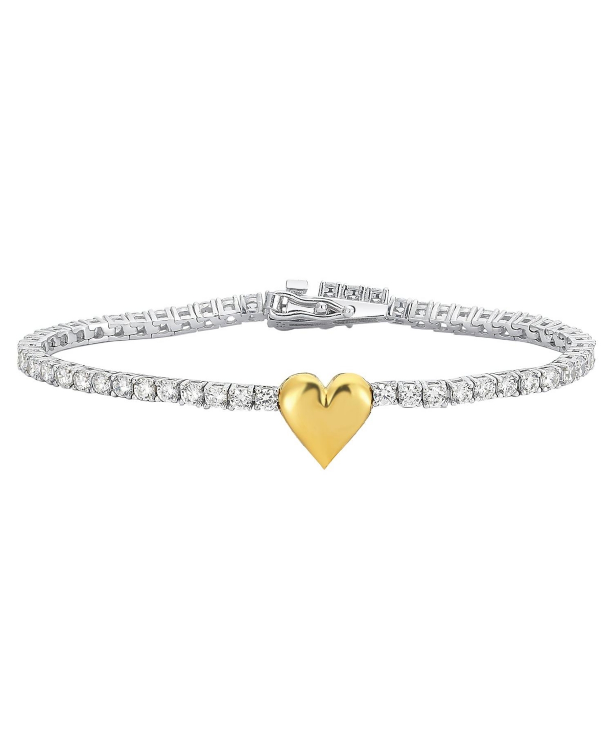 Sterling Silver Heart Tennis Bracelet - Silver