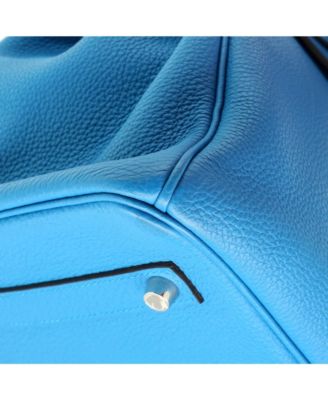 Pre-Owned Hermes Birkin 35 Handbag Blue Togo with Palladium Hardware