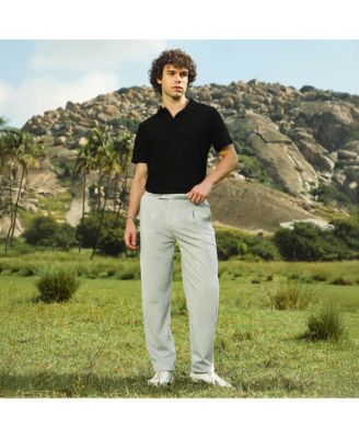 Men's Cloud Grey Veined Tailored Trousers