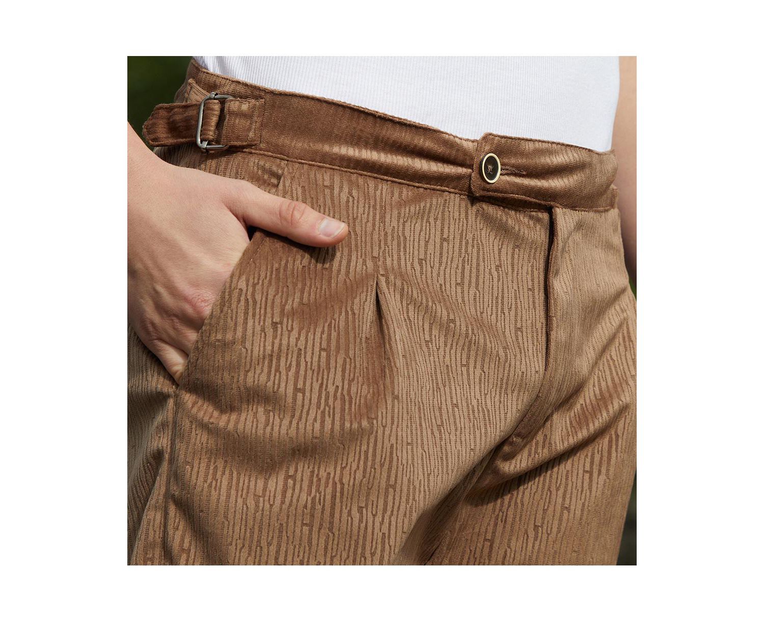 Men's Chocolate Brown Veined Tailored Trousers